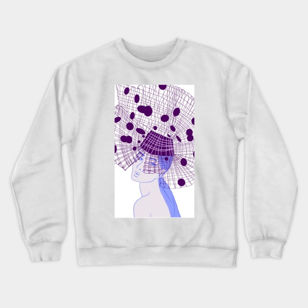 fashion headpiece purple polka dot Crewneck Sweatshirt by aureliaazreal